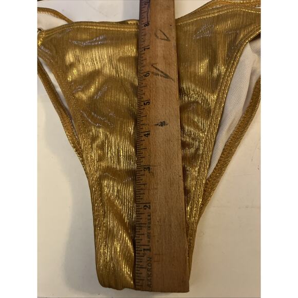 Sexy Women's Metallic Gold Bikini Set & Crystal Headband,triangle Halter, Large - Picture 10 of 14